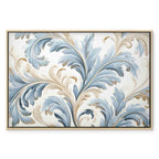 Light Cream Blue Baroque Ornament Canvas Print