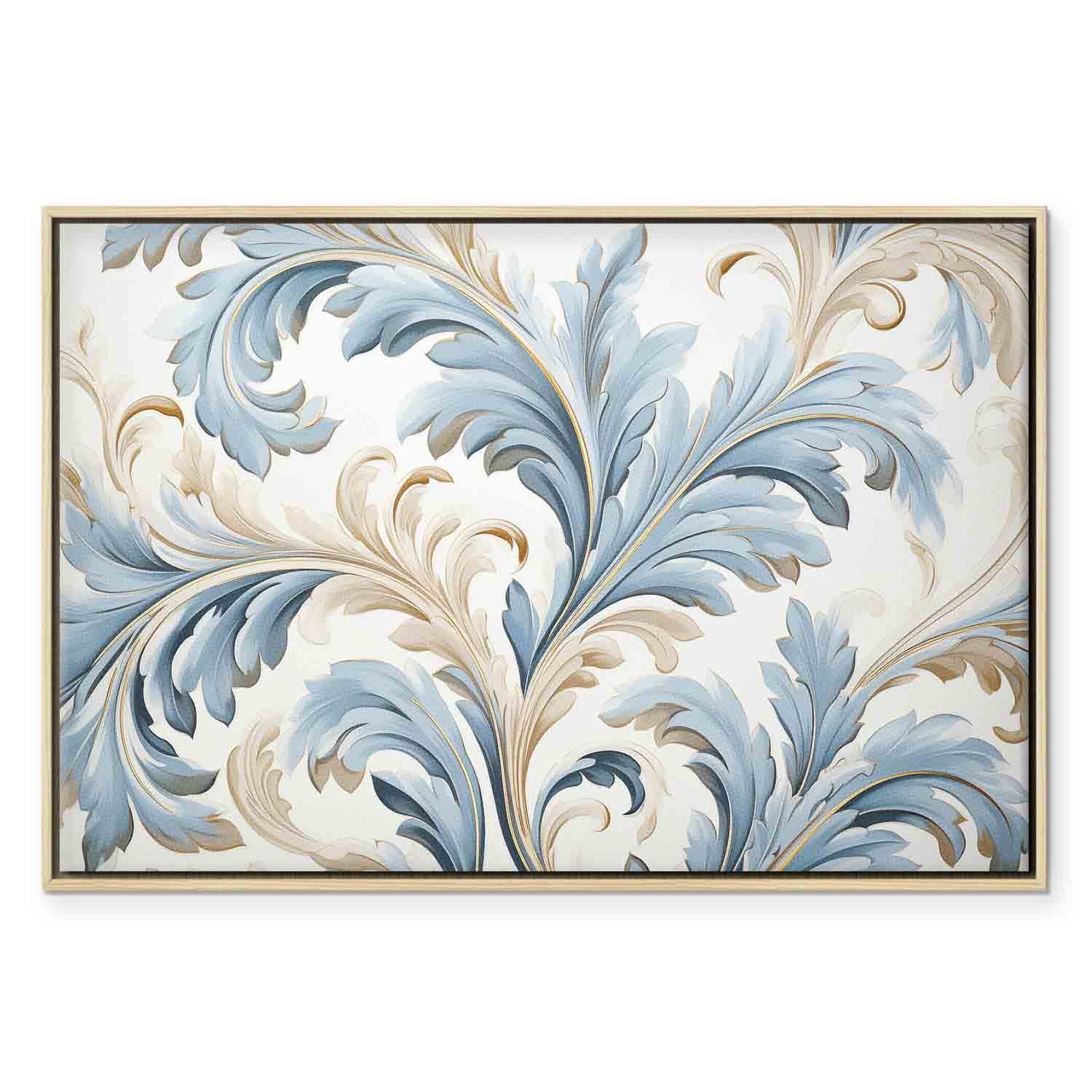 Light Cream Blue Baroque Ornament Canvas Print
