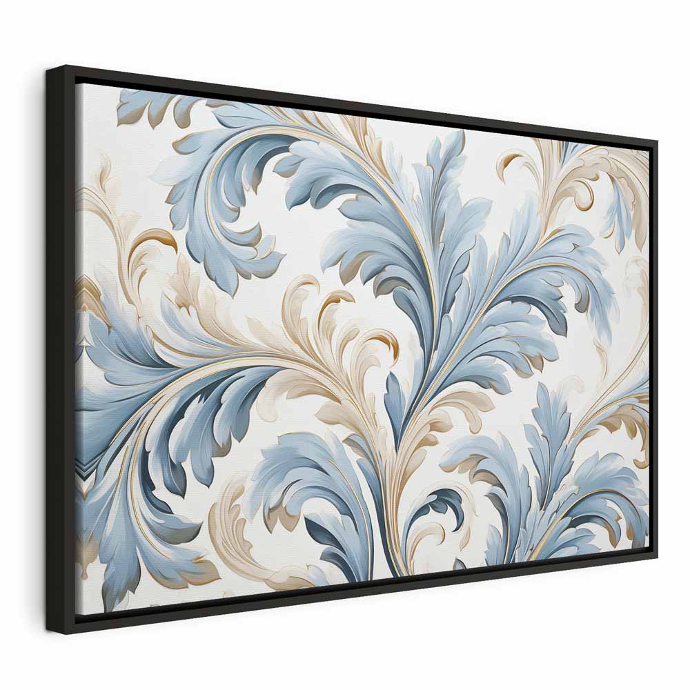Canvas Print Baroque Ornaments in Light Cream-Blue Hues
