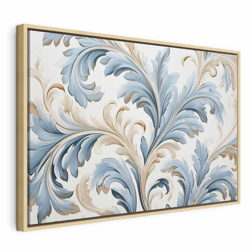 Canvas Print Baroque Ornaments in Light Cream-Blue Hues