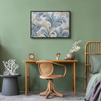 Canvas Print Baroque Ornaments in Light Cream-Blue Hues