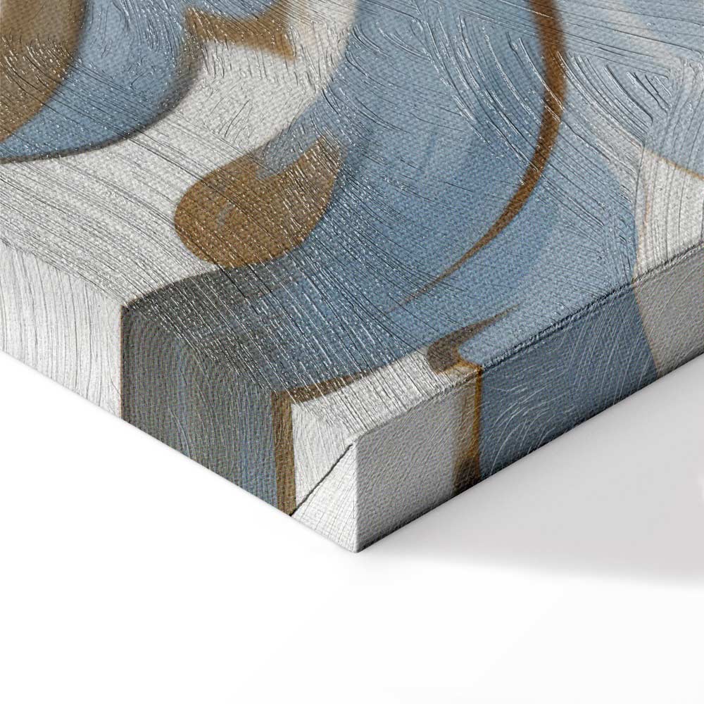 Light Cream Blue Baroque Ornament Canvas Print