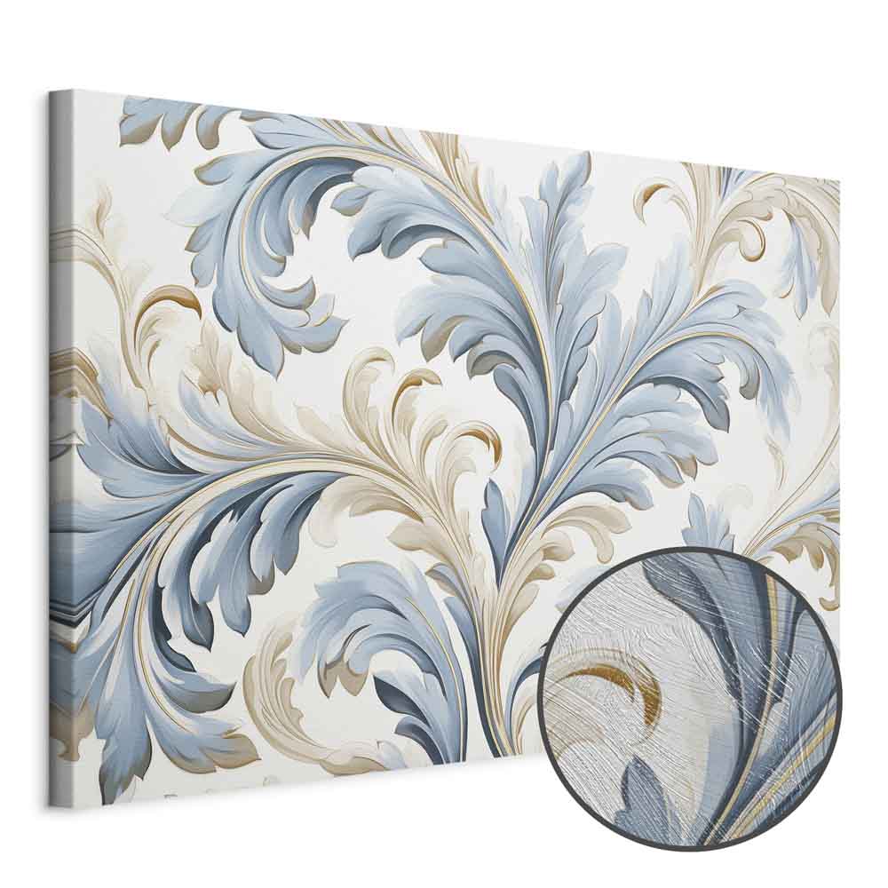 Light Cream Blue Baroque Ornament Canvas Print