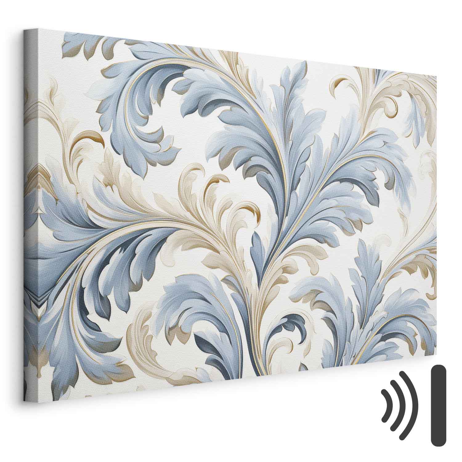 Light Cream Blue Baroque Ornament Canvas Print