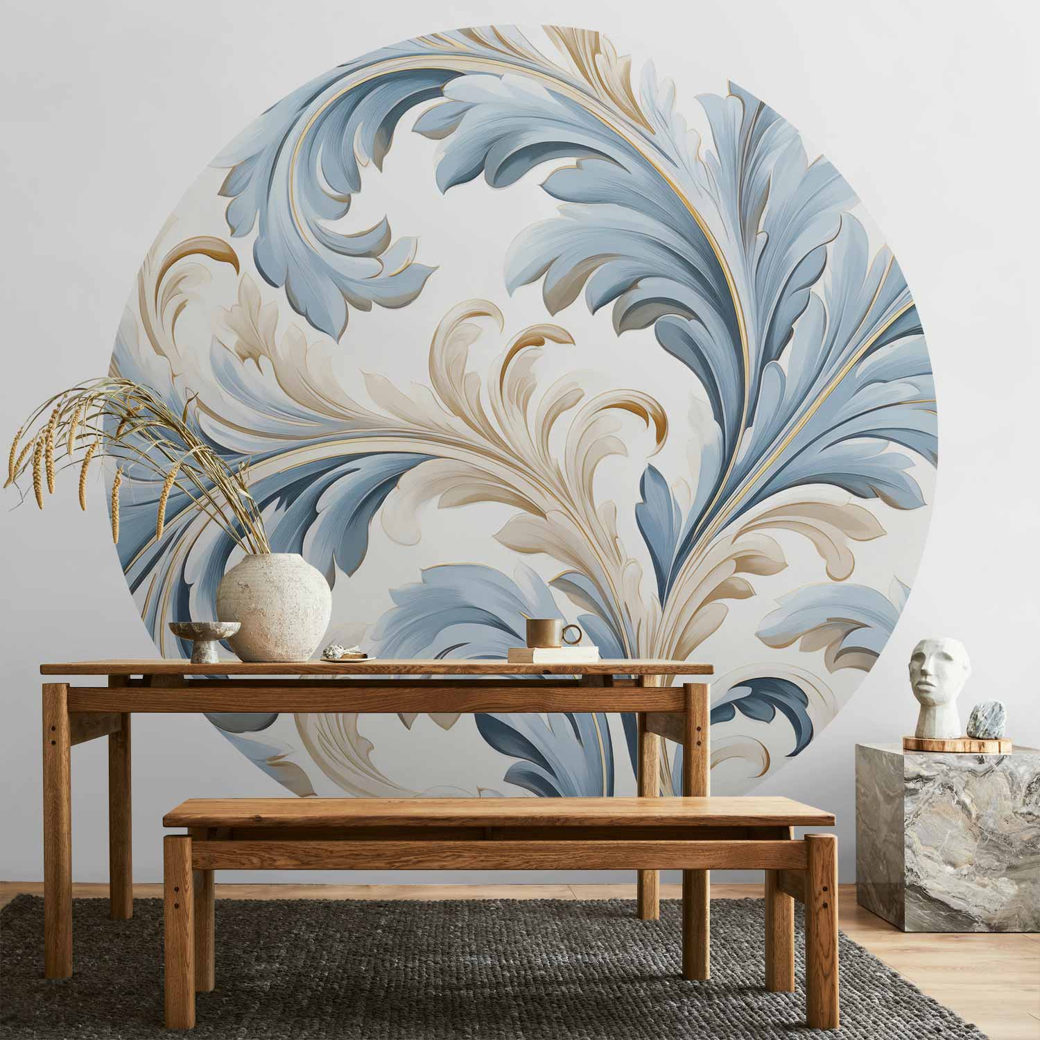 Bright Baroque Vine Round Wall Mural