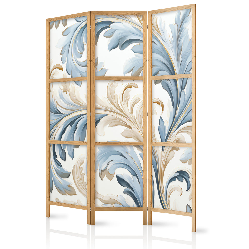 Japanese Room Divider Baroque Cream-Blue Ornaments