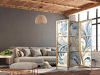 Japanese Room Divider Baroque Cream-Blue Ornaments