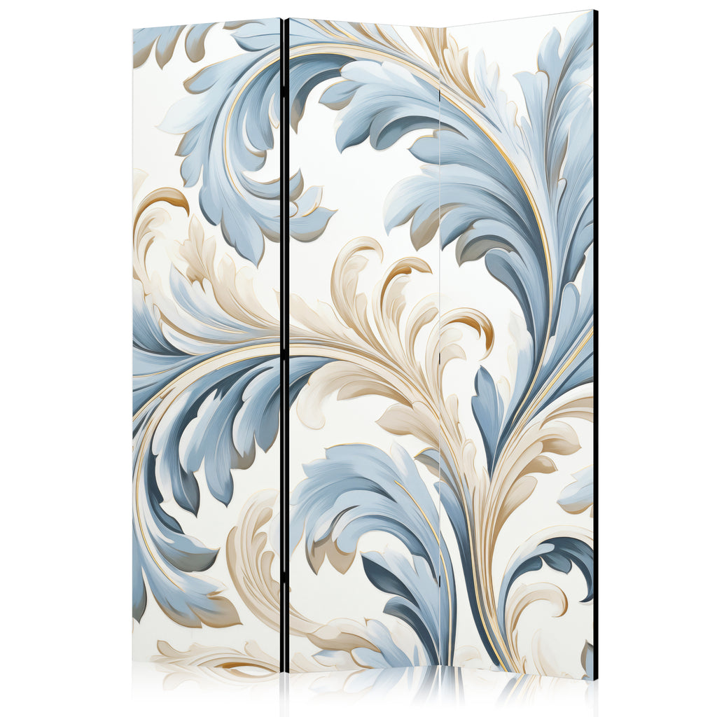 Room Divider with Baroque Ornaments in Light Creamy Blue