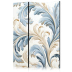 Room Divider with Baroque Ornaments in Light Creamy Blue