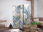 Room Divider with Baroque Ornaments in Light Creamy Blue