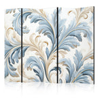 Room Divider Baroque Ornaments in Light Creamy Blue Colors