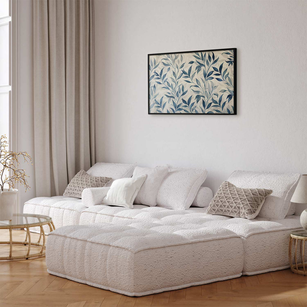 Delicate Blue Botanical Leaves Poster