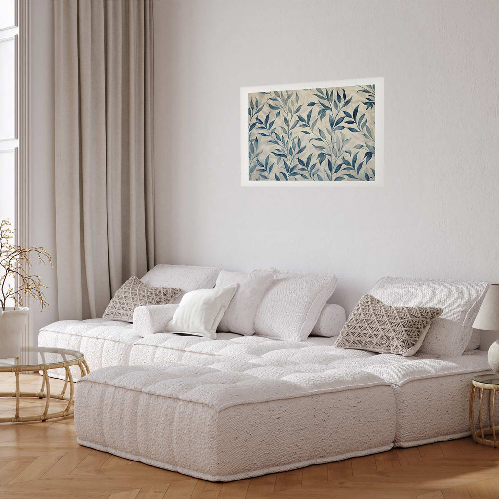 Delicate Blue Botanical Leaves Poster