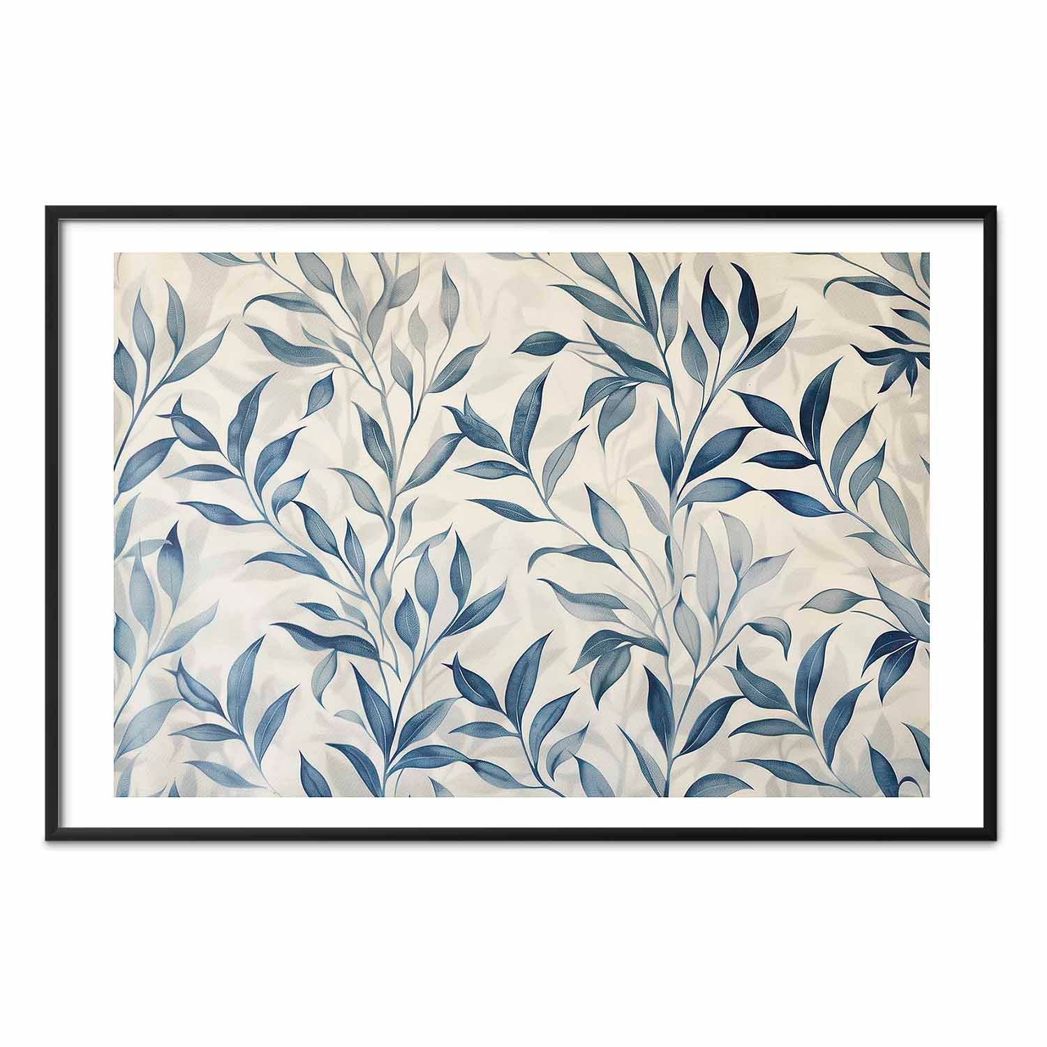 Delicate Blue Botanical Leaves Poster