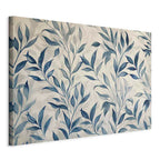 Canvas Print - Leaves in Blue Color Delicate Botanical Motif