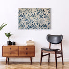 Canvas Print - Leaves in Blue Color Delicate Botanical Motif