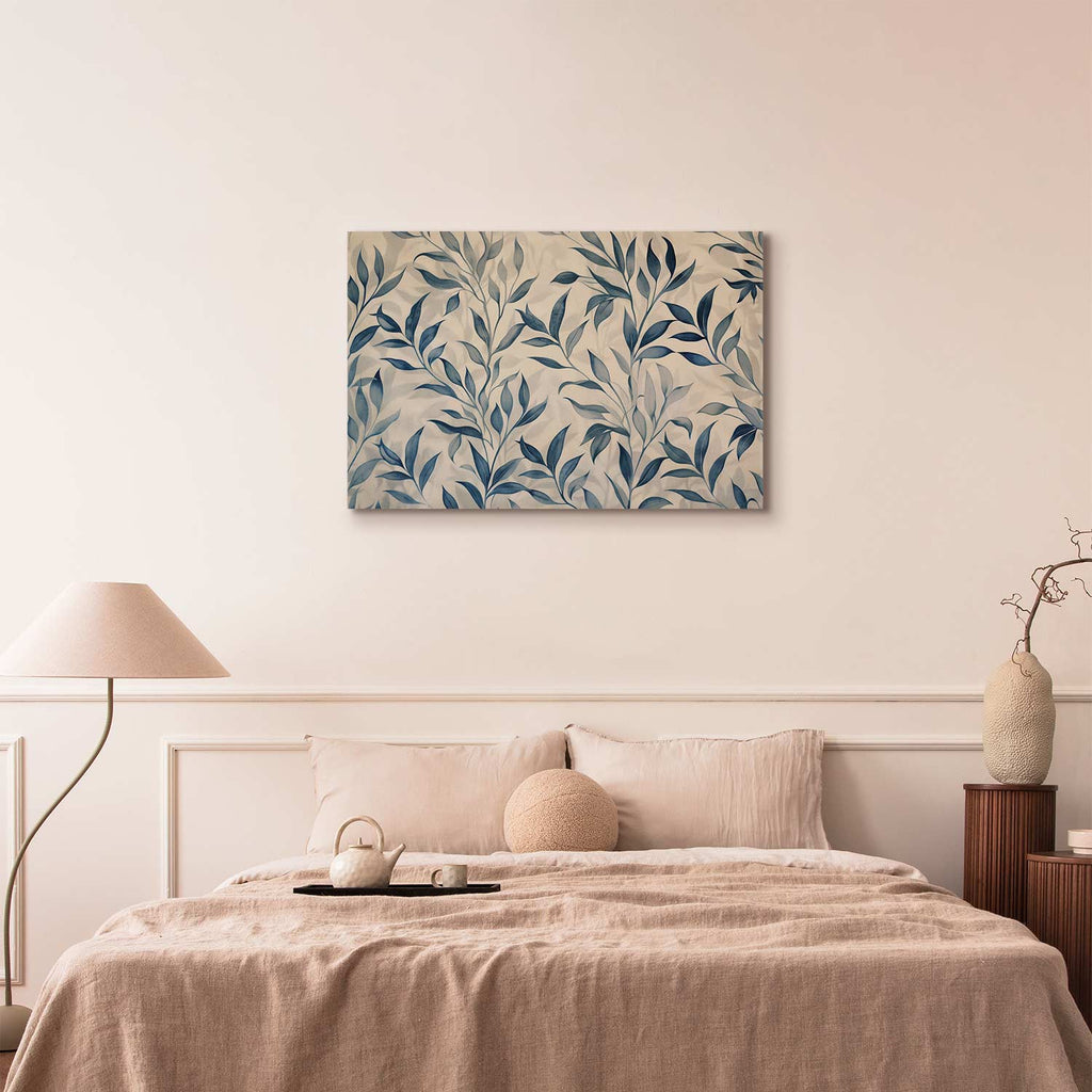Delicate Blue Botanical Leaves Canvas Print