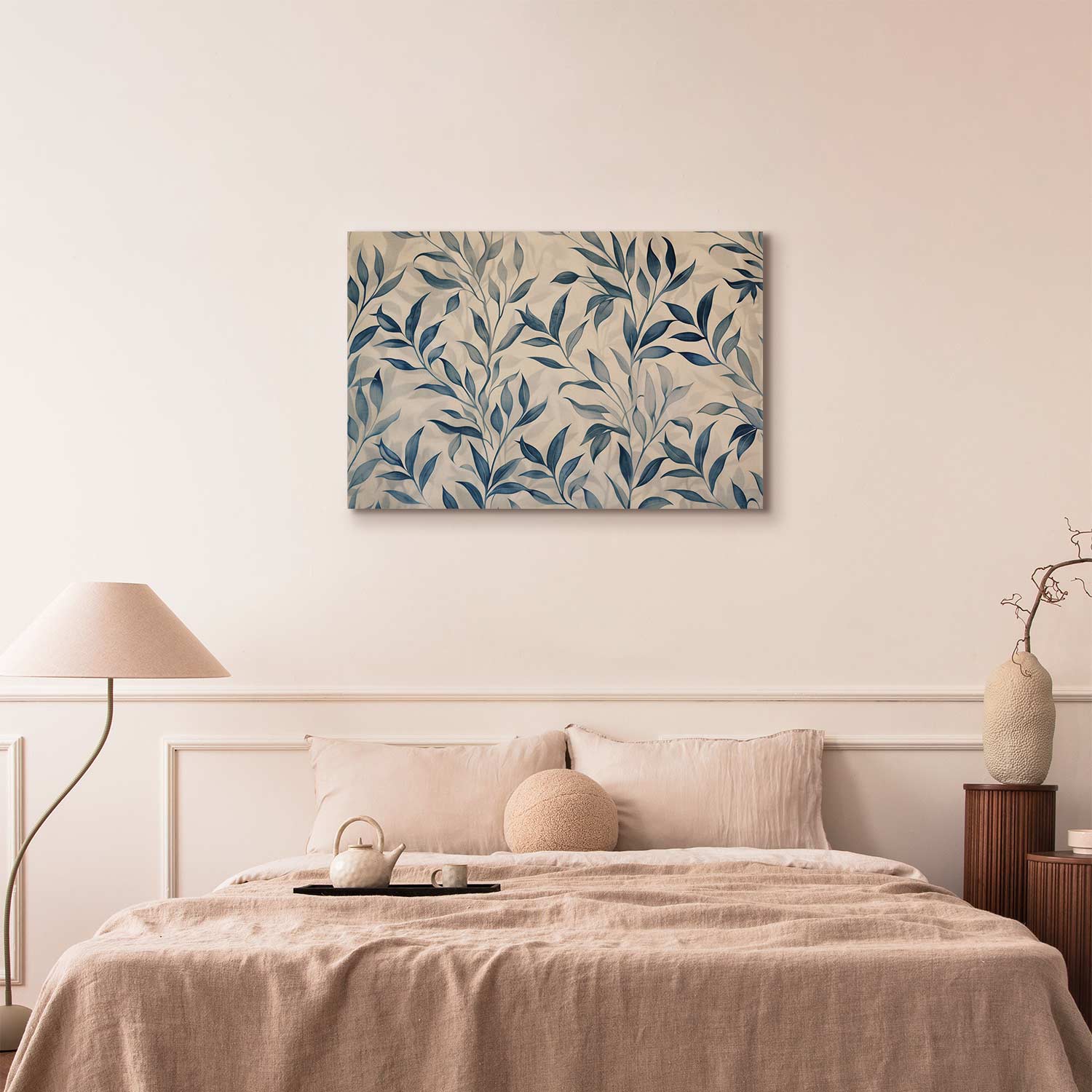 Delicate Blue Botanical Leaves Canvas Print