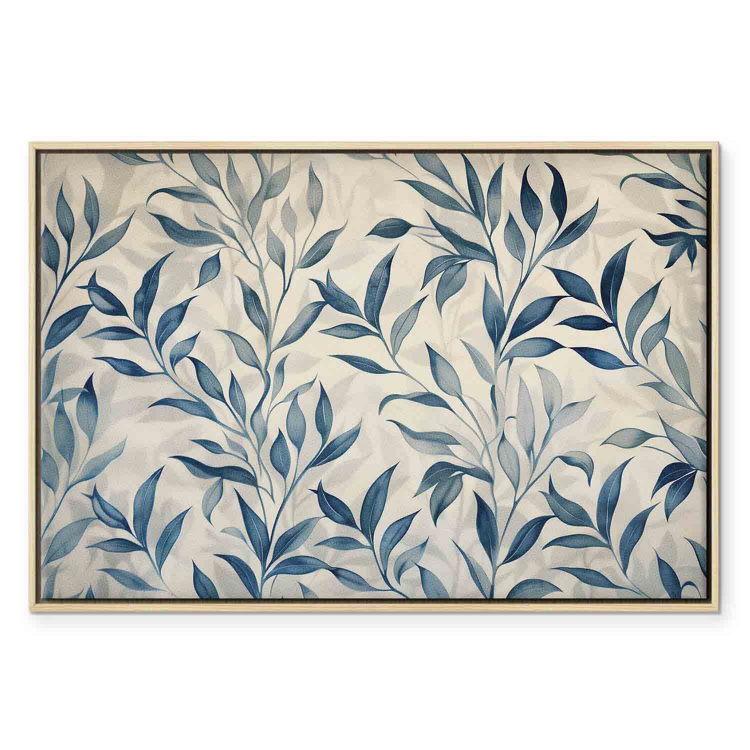 Delicate Blue Botanical Leaves Canvas Print