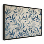 Canvas Print - Leaves in Blue Color Delicate Botanical Motif