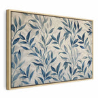 Canvas Print - Leaves in Blue Color Delicate Botanical Motif