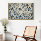 Canvas Print - Leaves in Blue Color Delicate Botanical Motif