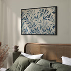 Canvas Print - Leaves in Blue Color Delicate Botanical Motif