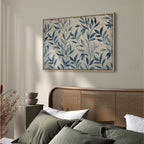 Canvas Print - Leaves in Blue Color Delicate Botanical Motif