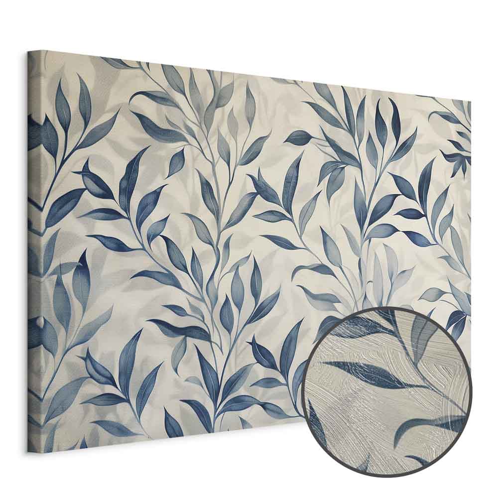 Delicate Blue Botanical Leaves Canvas Print