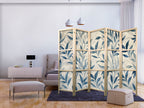 Blue Leaves Japanese Room Divider Botanical Motif