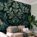 Dark Green Victorian Leaves Botanical Wall Mural