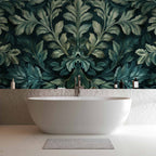 Dark Green Victorian Leaves Botanical Wall Mural