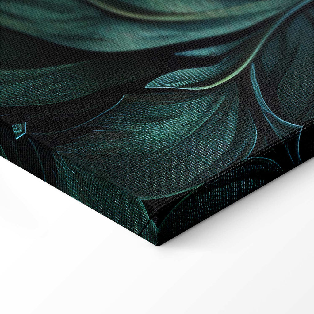 Dark Green Victorian Leaves Botanical Canvas Print