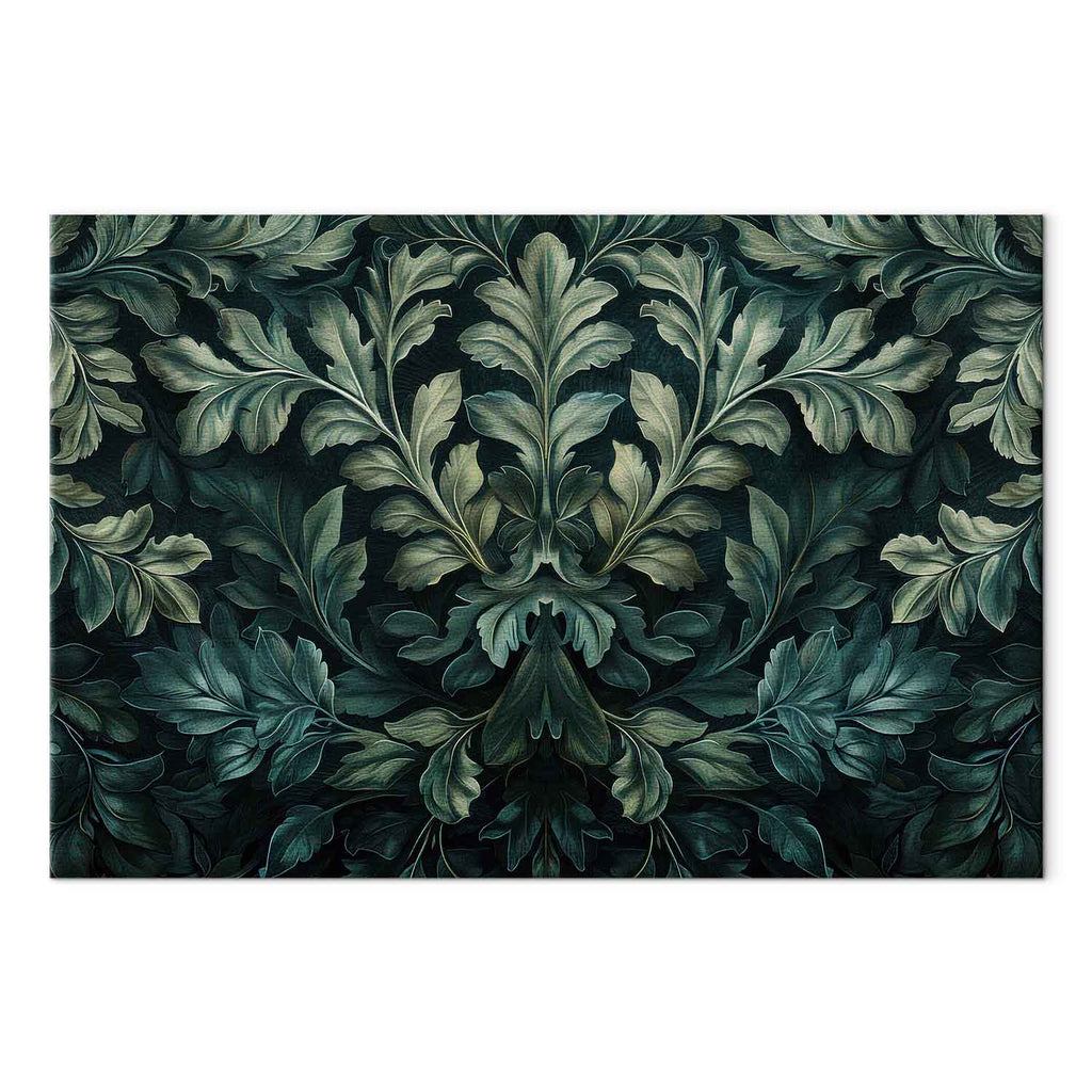 Dark Green Victorian Leaves Botanical Canvas Print