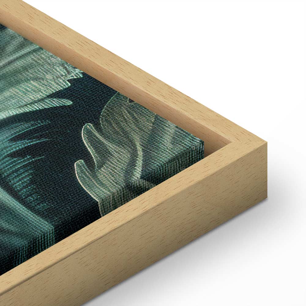 Leinwanddruck mit dunkelgrünen viktorianischen Blättern: Botanische Schnitzkomposition