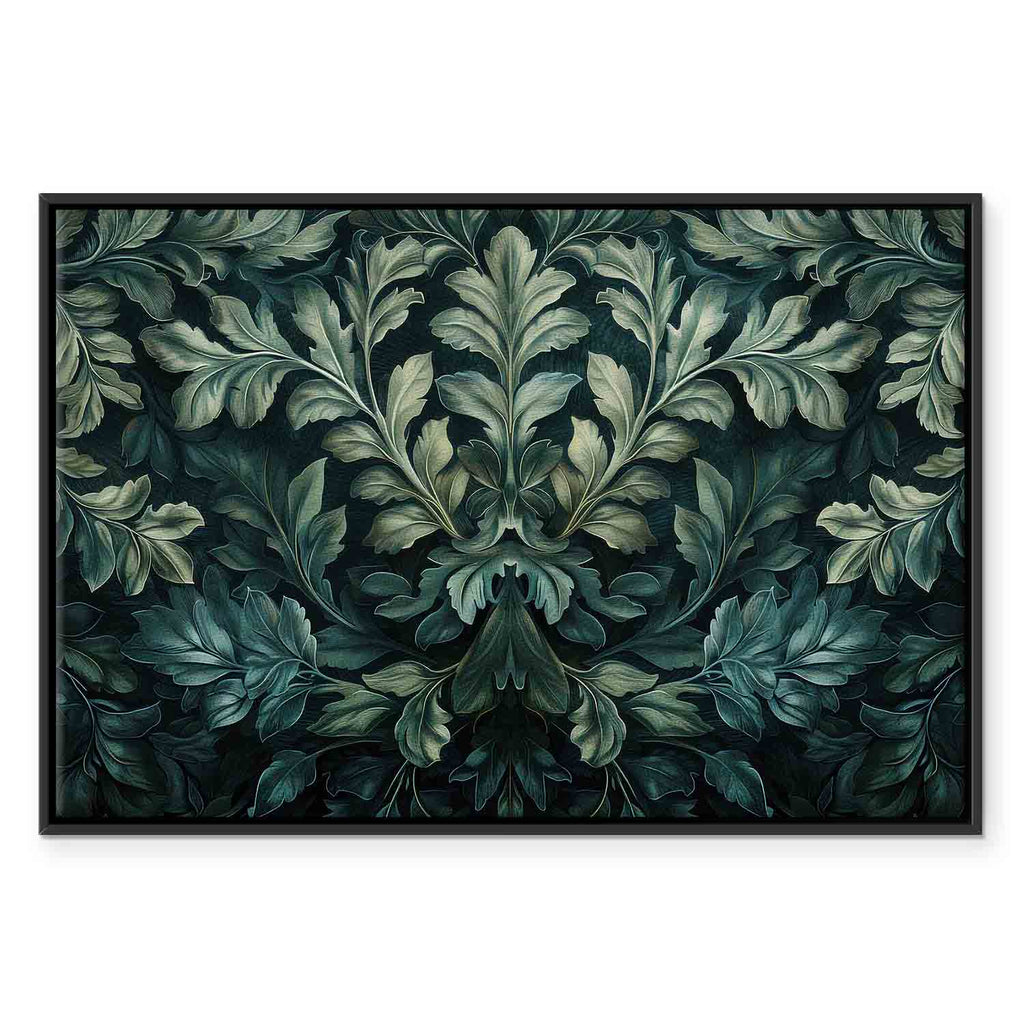 Dark Green Victorian Leaves Botanical Canvas Print