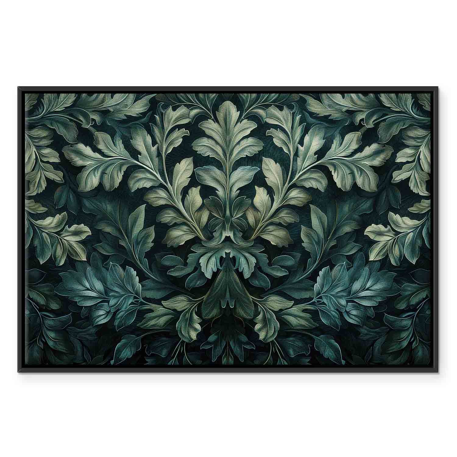 Dark Green Victorian Leaves Botanical Canvas Print