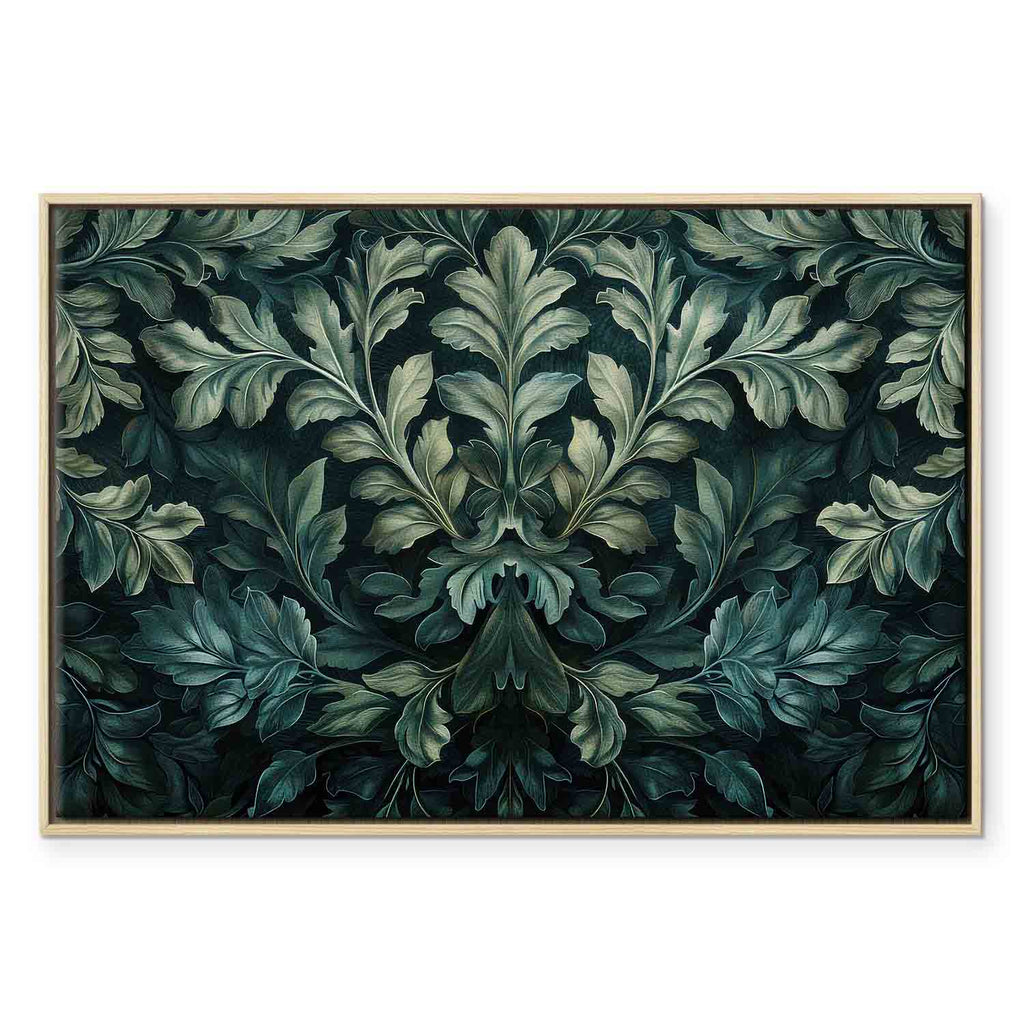 Dark Green Victorian Leaves Botanical Canvas Print