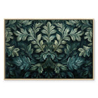 Dark Green Victorian Leaves Botanical Canvas Print