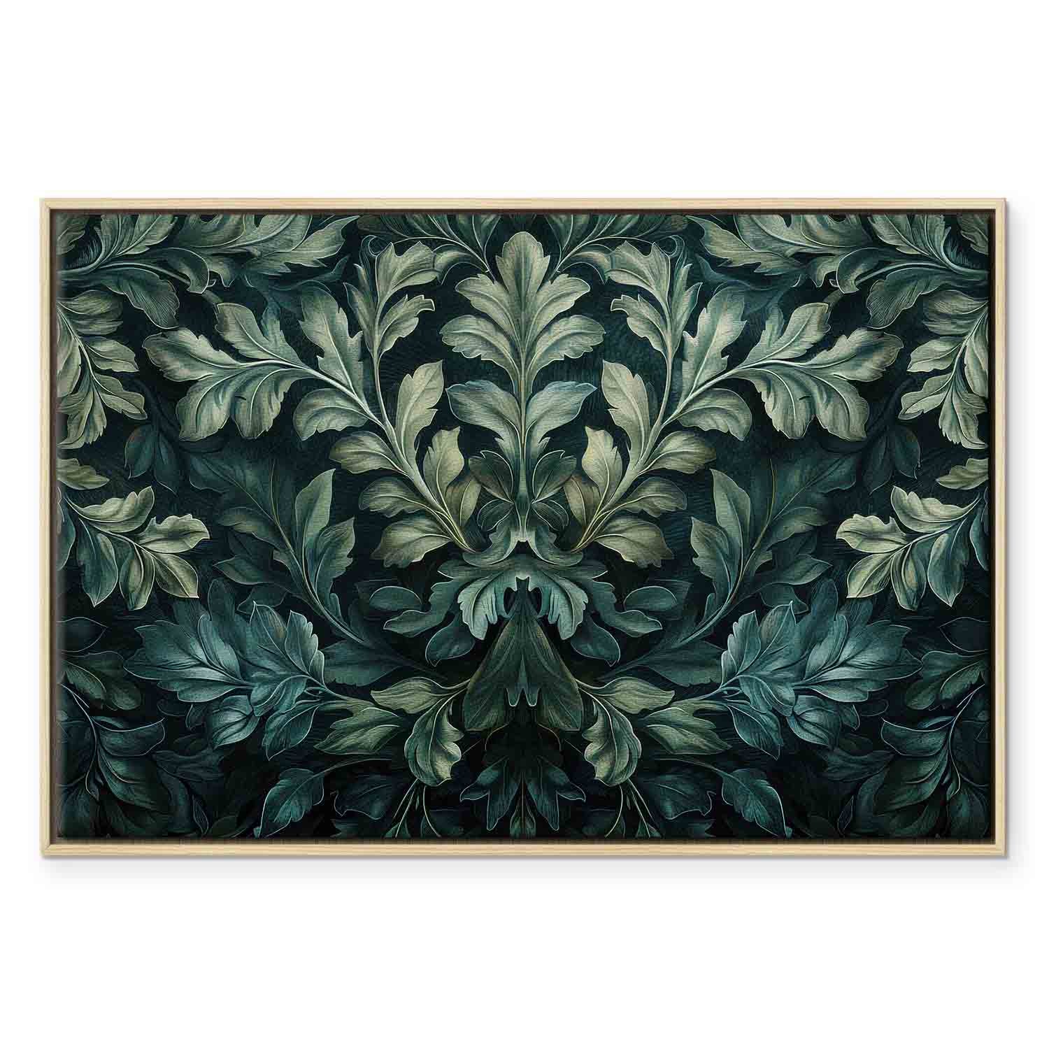 Dark Green Victorian Leaves Botanical Canvas Print