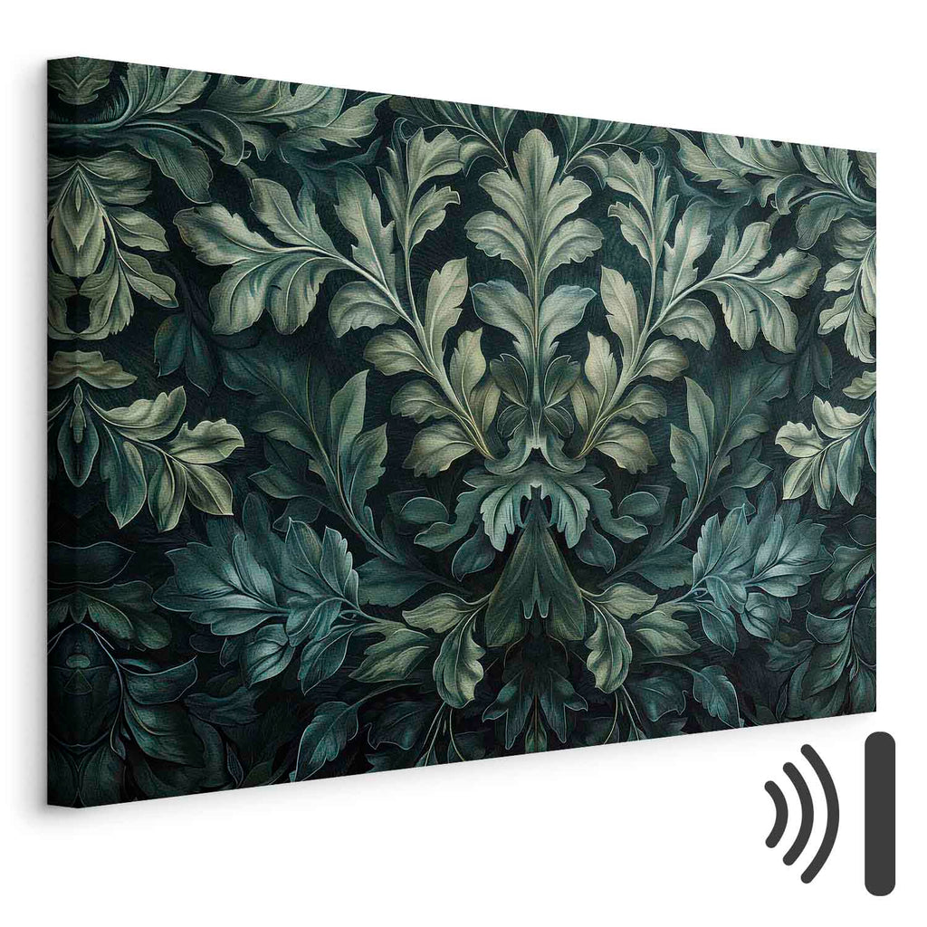 Dark Green Victorian Leaves Botanical Canvas Print