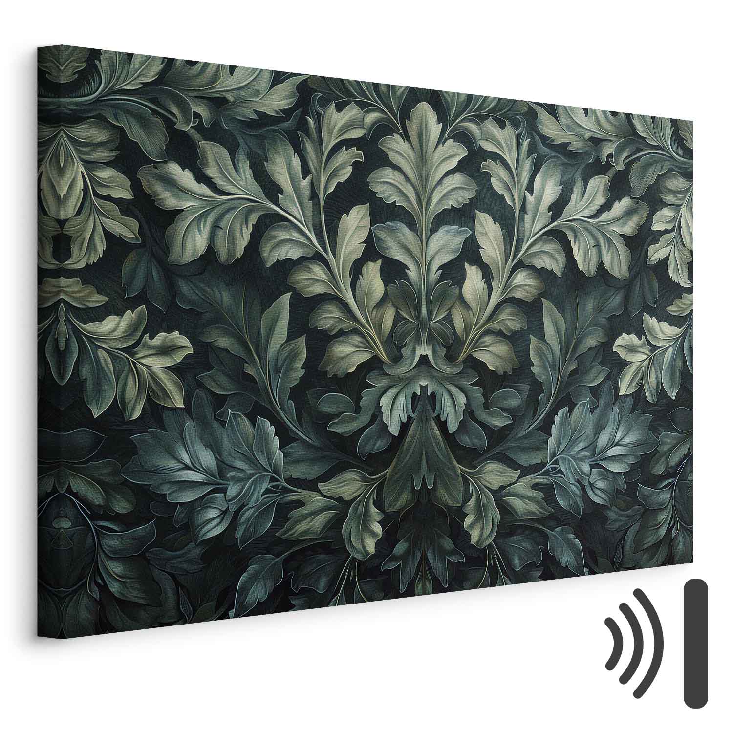 Dark Green Victorian Leaves Botanical Canvas Print