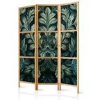 Japanese Room Divider 3-Panel with Dark Green Leaves