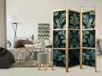 Japanese Room Divider 3-Panel with Dark Green Leaves