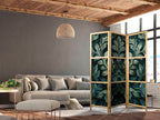 Japanese Room Divider 3-Panel with Dark Green Leaves