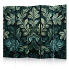 Room Divider - Dark Green Victorian Leaves - Botanical Carved Composition
