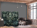 Room Divider - Dark Green Victorian Leaves - Botanical Carved Composition