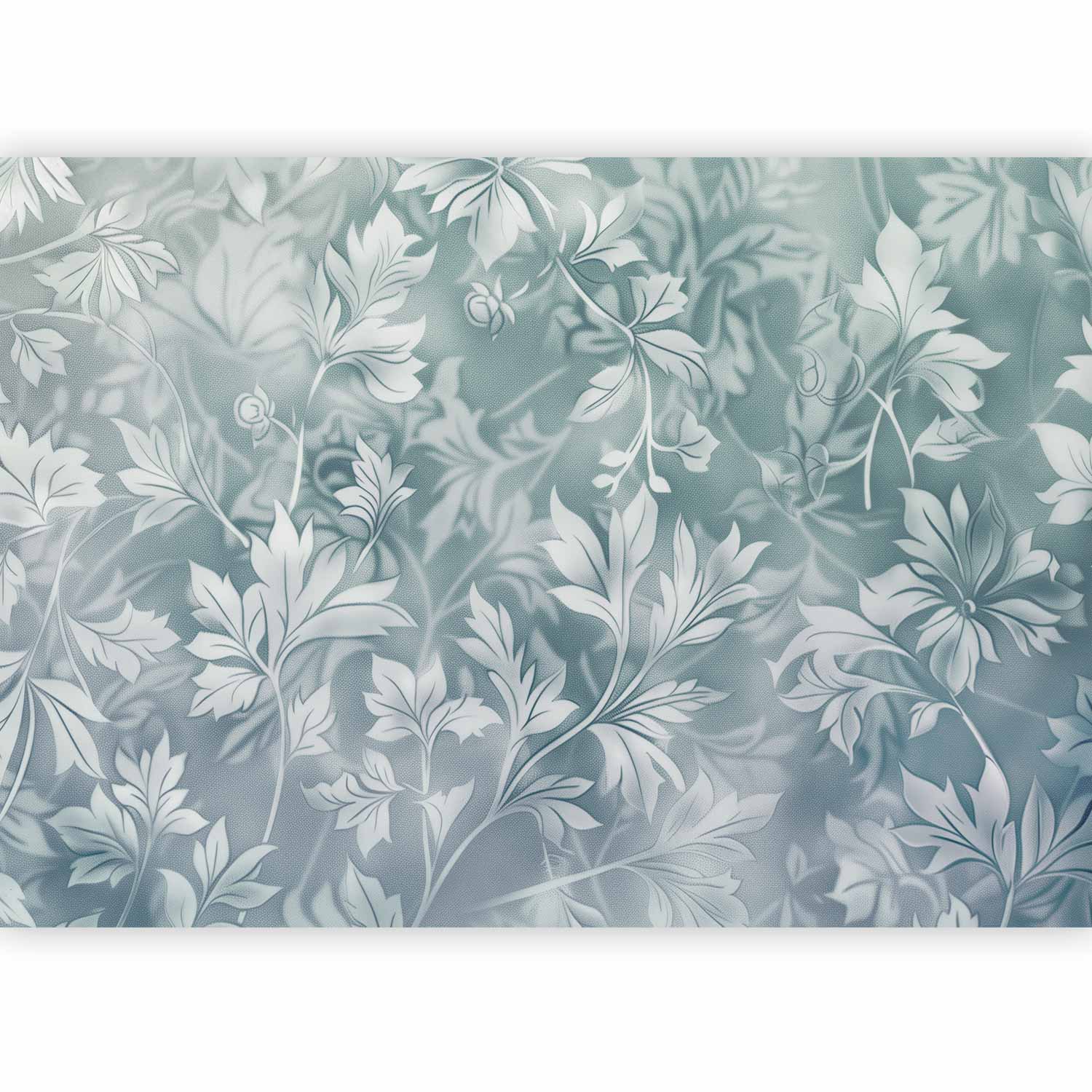 Wall Mural Ornaments with Delicate Plant Pattern in Muted Turquoise