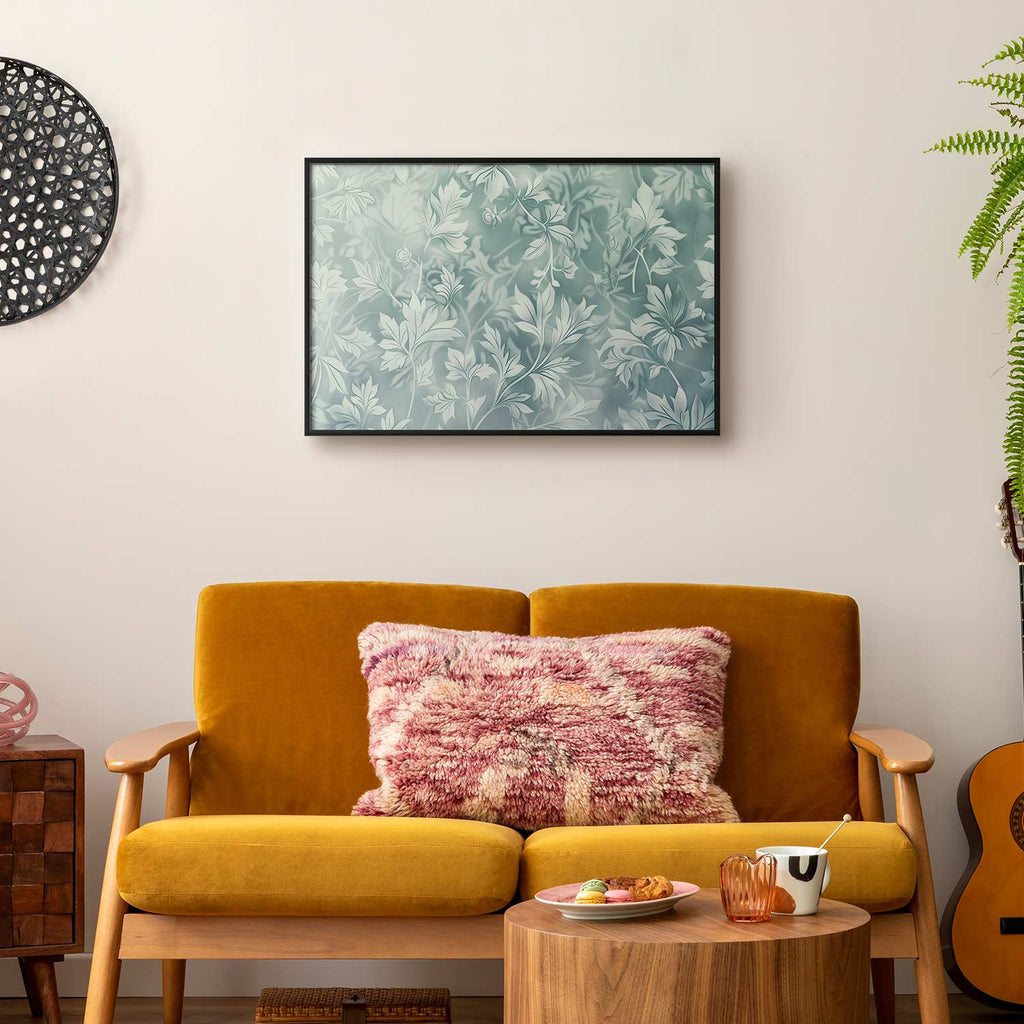 Muted Turquoise Baroque Floral Pattern Poster