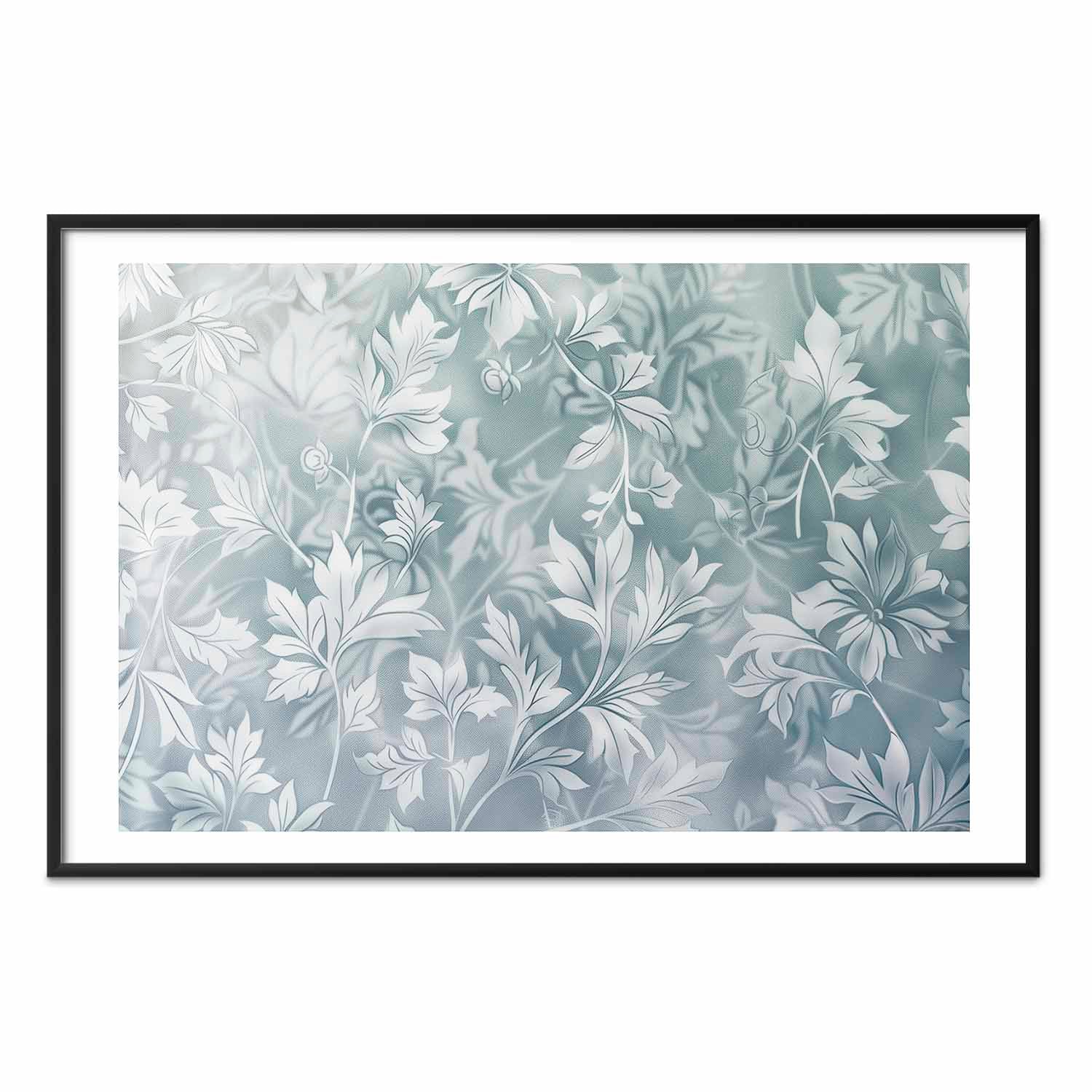 Muted Turquoise Baroque Floral Pattern Poster